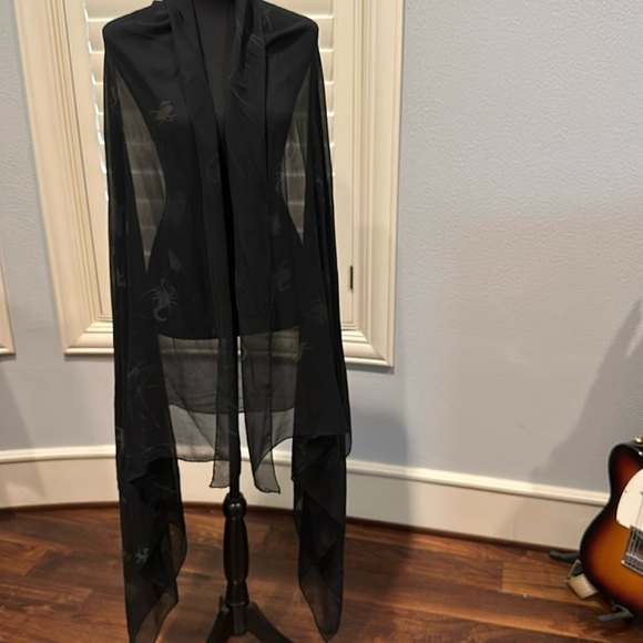 Source Unknown Accessories - Lightweight Silk sheer Scarf with frogs lizards insects nature crawfish. Black